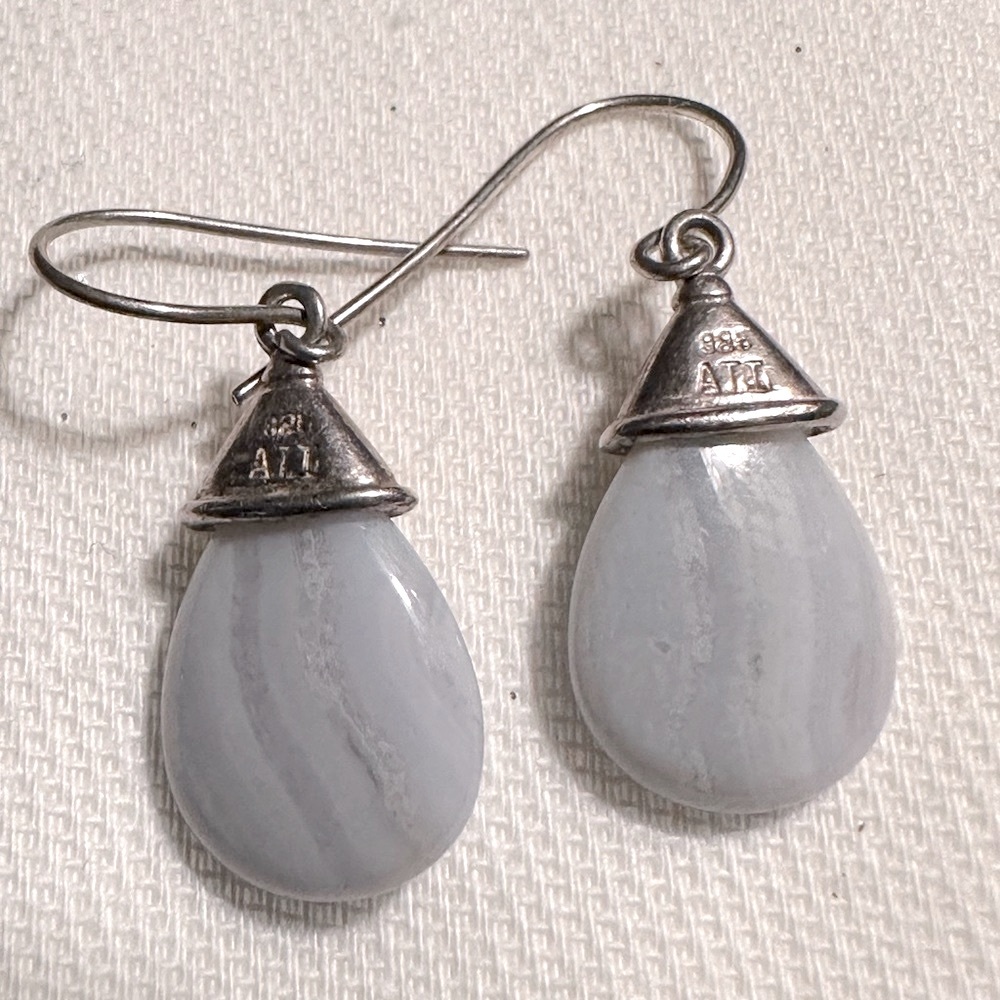 Sterling silver and sky blue natural stone earrings.